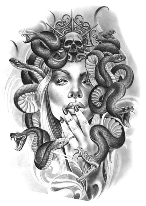 Medusa tattoo stencil - kesildesign