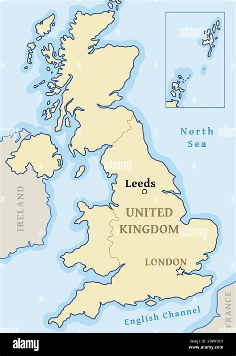 Leeds map location - city marked in United Kingdom (UK map). Vector illustration Stock Vector ...