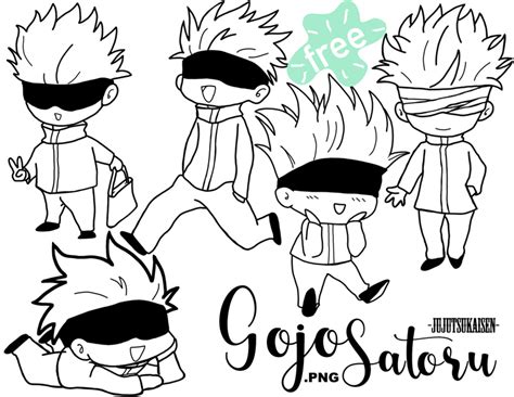 Coloring Page: Gojo Satoru Inspired (Chibi) | 6 pages - ikkimall's Ko ...