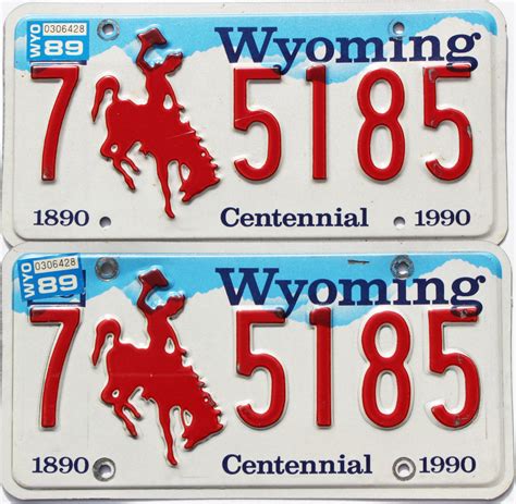 1989 Wyoming Centennial Pair #7-5185 | Awesome WY Plates