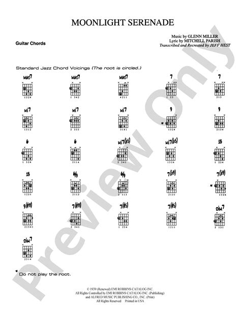 Moonlight Serenade: Guitar Chords: Guitar Chords Part - Digital Sheet Music Download