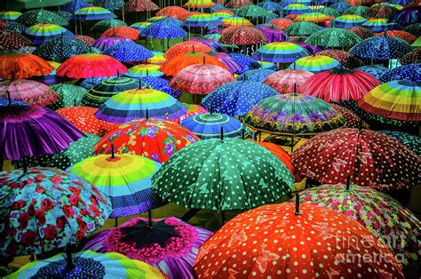 Colorful Umbrellas Interior Top View. Cool Rain Umbrellas For Beach ...