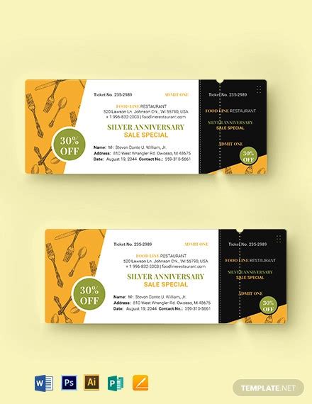 Dinner Ticket - 17+ Examples, Illustrator, Word, Pages, Photoshop, Publisher