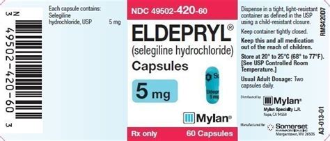 Eldepryl Capsules - FDA prescribing information, side effects and uses