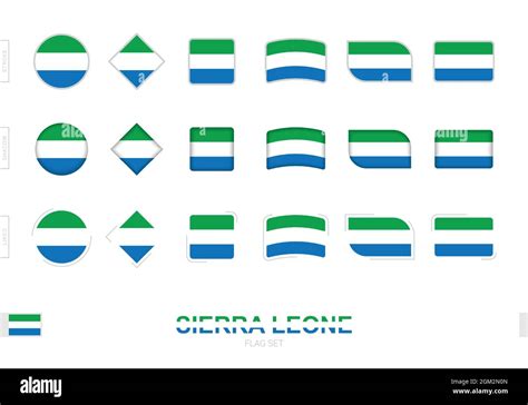 Sierra Leone flag set, simple flags of Sierra Leone with three different effects. Vector ...