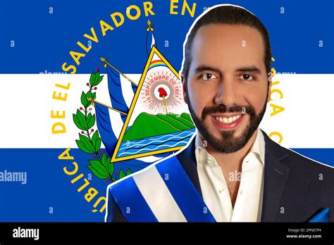 Nayib Bukele, El Salvador flag and shield design Stock Photo - Alamy