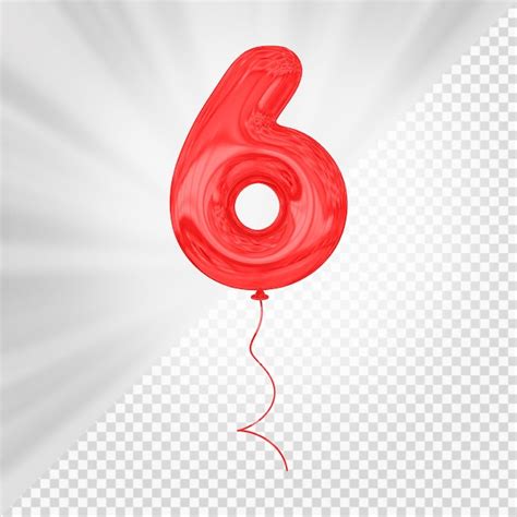 Premium PSD | Red balloon number 6