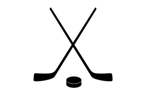 Hockey Sticks Crossed With Puck