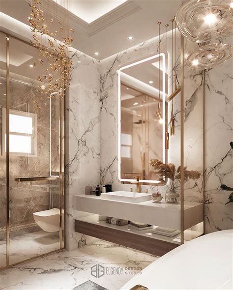 Luxury Bathroom Design with Marble Walls