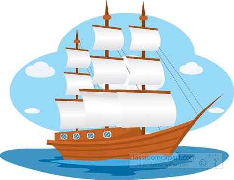 Boats and Ships Clipart-open masts wooden sail boat clipart