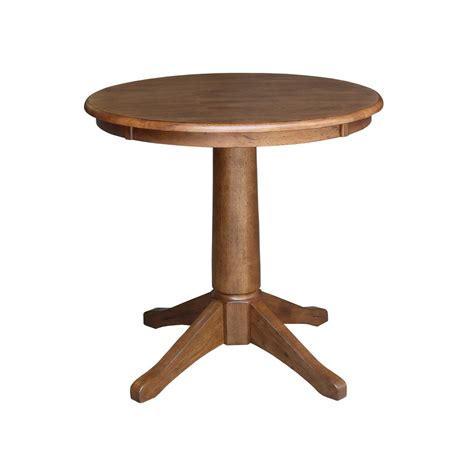 Dining Essentials - 30'' Round Table Top w/ 30''H Transitional Pedestal in Bourbon Oak | John ...