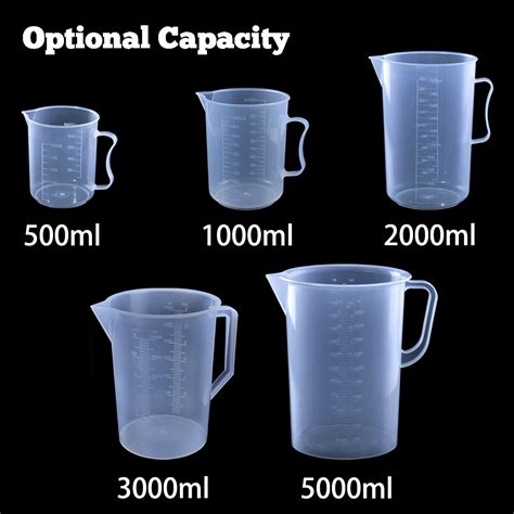 Kalevel Plastic Beaker 5000ml with Handle Graduated Measuring Cup Clear ...