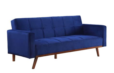 Acme 57205 A&J Homes studio blue velvet like fabric adjustable sofa futon bed | AMB FurnitureAMB ...
