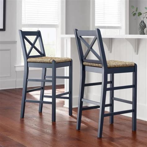 Home Decorators Collection Dorsey Midnight Blue Wood Bar Stool with ...