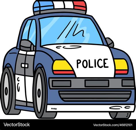 Police car cartoon colored clipart Royalty Free Vector Image