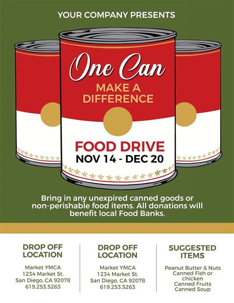 Canned Food Drive Flyer Template Free Printable (10 Fabulous Designs ...