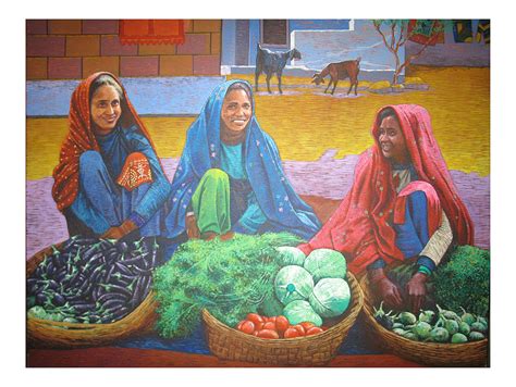 Vegetable Seller Painting by Divyesh Bagdawala