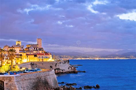 Antibes Historic Old Town Seafront and Landmarks Dawn View Stock Photo ...