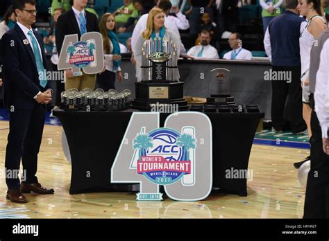 CONWAY, SC - MARCH 05: The ACC Championship Trophy is displayed after ...