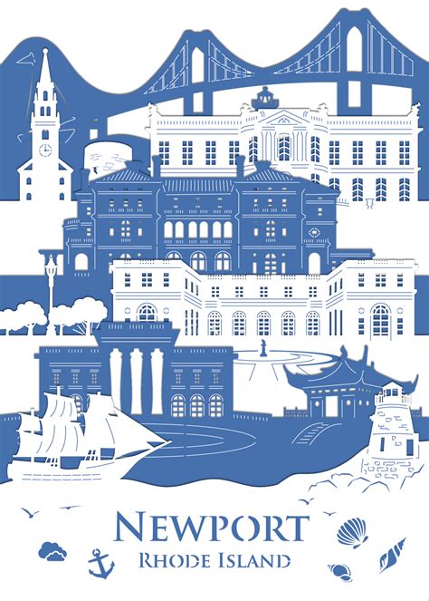 Newport Skyline Cutout and Greeting Card