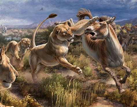 Ice Age Fossils State Park | American Lions at the Wash Prehistoric Wildlife, Prehistoric World ...