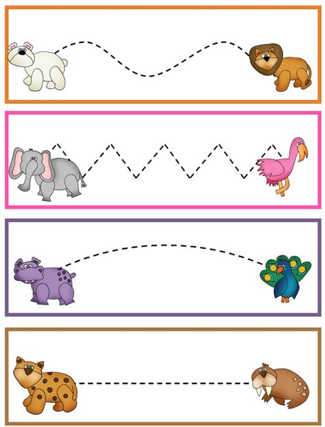 Kindergarten Trace Dotted Lines Worksheets