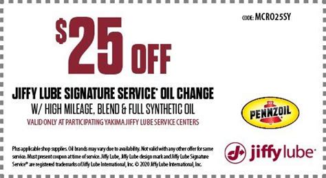 Jiffy Lube Yakima Area - Coupons - Oil Change Coupons