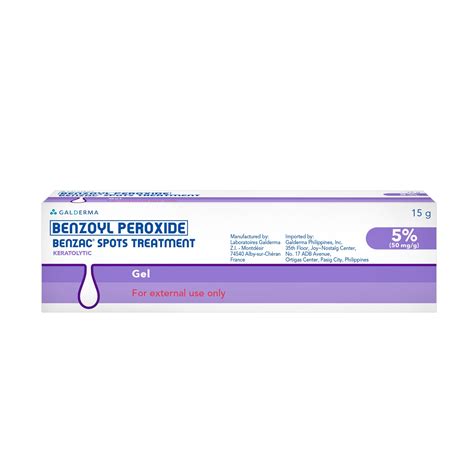 BENZAC, Benzoyl Peroxide Spots Treatment gel 5 50mgg 15g | Watsons ...