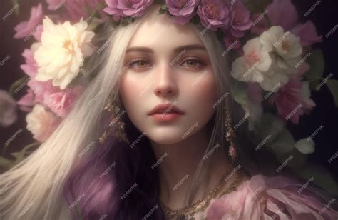 Premium AI Image | Renders ethereal Bohemian elegant floral girl