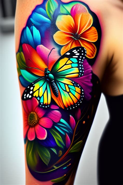 Lexica - A colourful butterfly nymph tattoo suited for women