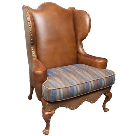 Century Leather Wingback Chair W/ Nailhead Trim | Chairish