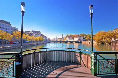 Limmat river in Zurich idyllic autumn view Photograph by Brch Photography - Fine Art America