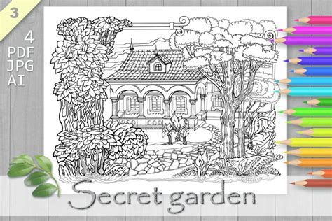 Secret Garden Coloring Page, Printable Adult (2528194)