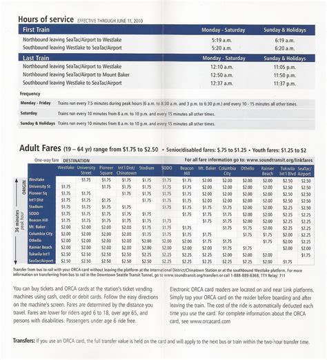 Link Light Rail timetable - through June 11, 2010 | mpar21 | Flickr