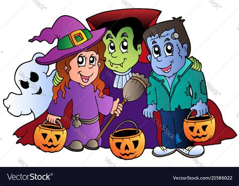 Halloween trick or treat characters Royalty Free Vector