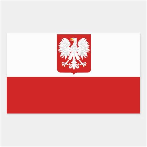 Polish Flag Coat of Arms Rectangular Sticker | Zazzle