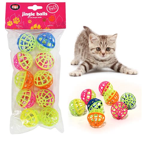 Cat Jingle Balls 10 Plastic Kitten Play Toys Bell Colour Chase Rattle Game Treat | eBay