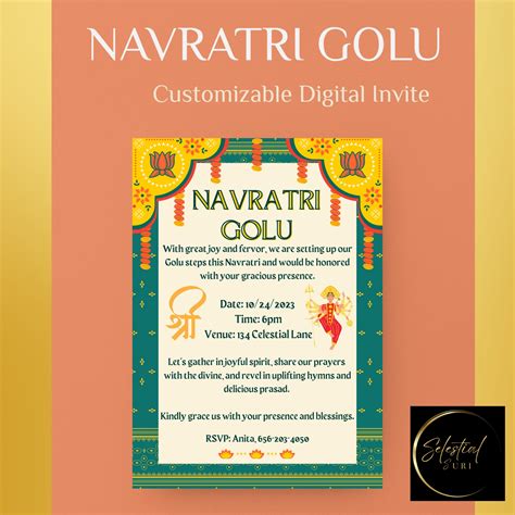 Customizable Navratri Golu Invitation Digital Navratri Invite, Unique Canva Editable Design for ...