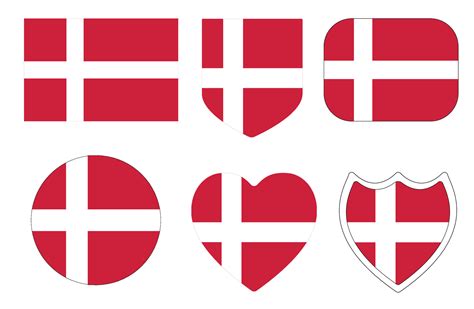 Flag of Denmark in design shape set. Danish Flag set. 24901682 Vector Art at Vecteezy