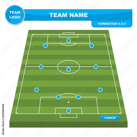 Football (Soccer) formation strategy template with perspective field (4 ...