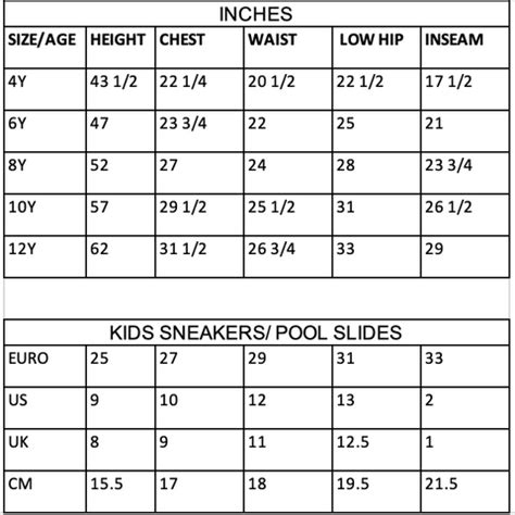 kids size chart – AMIRI