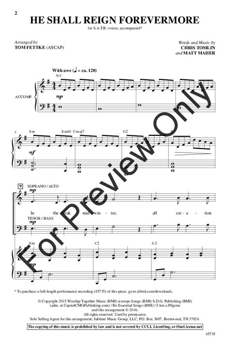 He Shall Reign Forevermore (SATB ) by Chris | J.W. Pepper Sheet Music