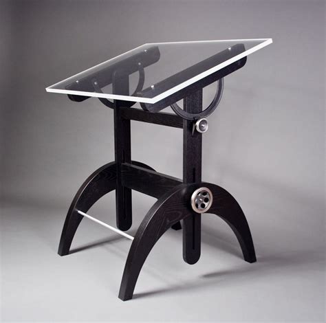 Upcycled Drafting Table Upcycled iron hardware, dyed black ash, acrylic ...