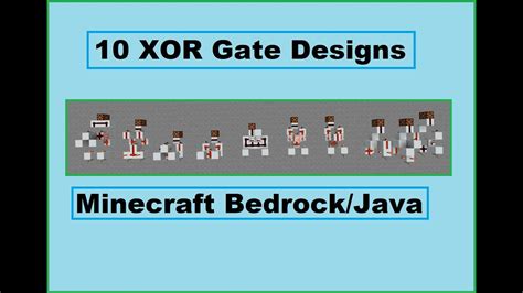 10 XOR gate designs - Minecraft Bedrock/Java - YouTube