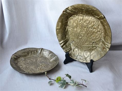 Solid Brass Tray Set Wall Brass Plate Grass Motif Plate - Etsy