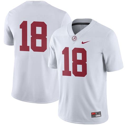 Men's Nike #18 White Alabama Crimson Tide Football Game Jersey