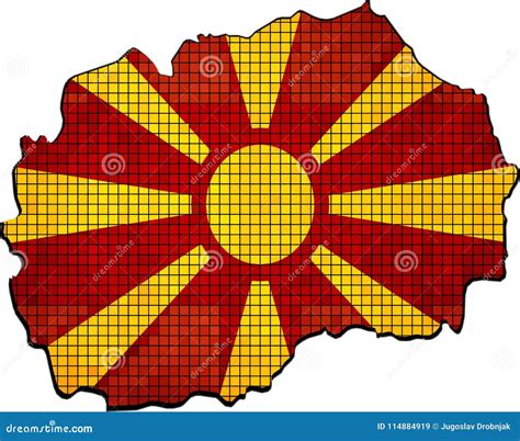 Macedonia Map with Flag Inside Stock Vector - Illustration of mosaic ...