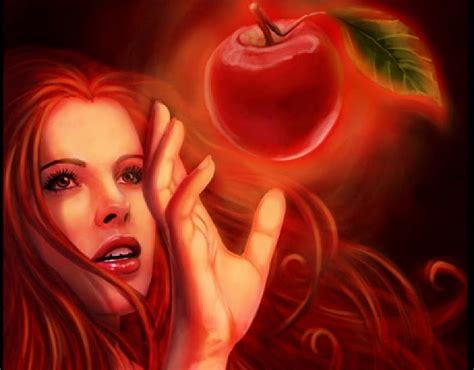 Eve And The Apple, apple, red hair, glowing, eve, HD wallpaper | Peakpx