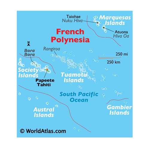 French Polynesia Large Color Map