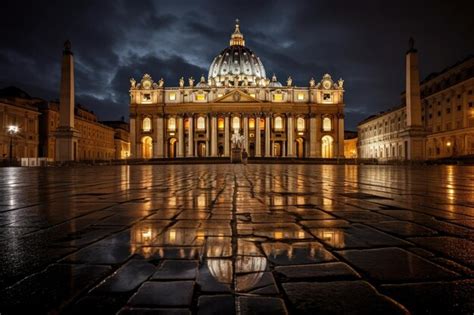 Premium Photo | Basilica di San Pietro in Vatican at night Rome Italy ...